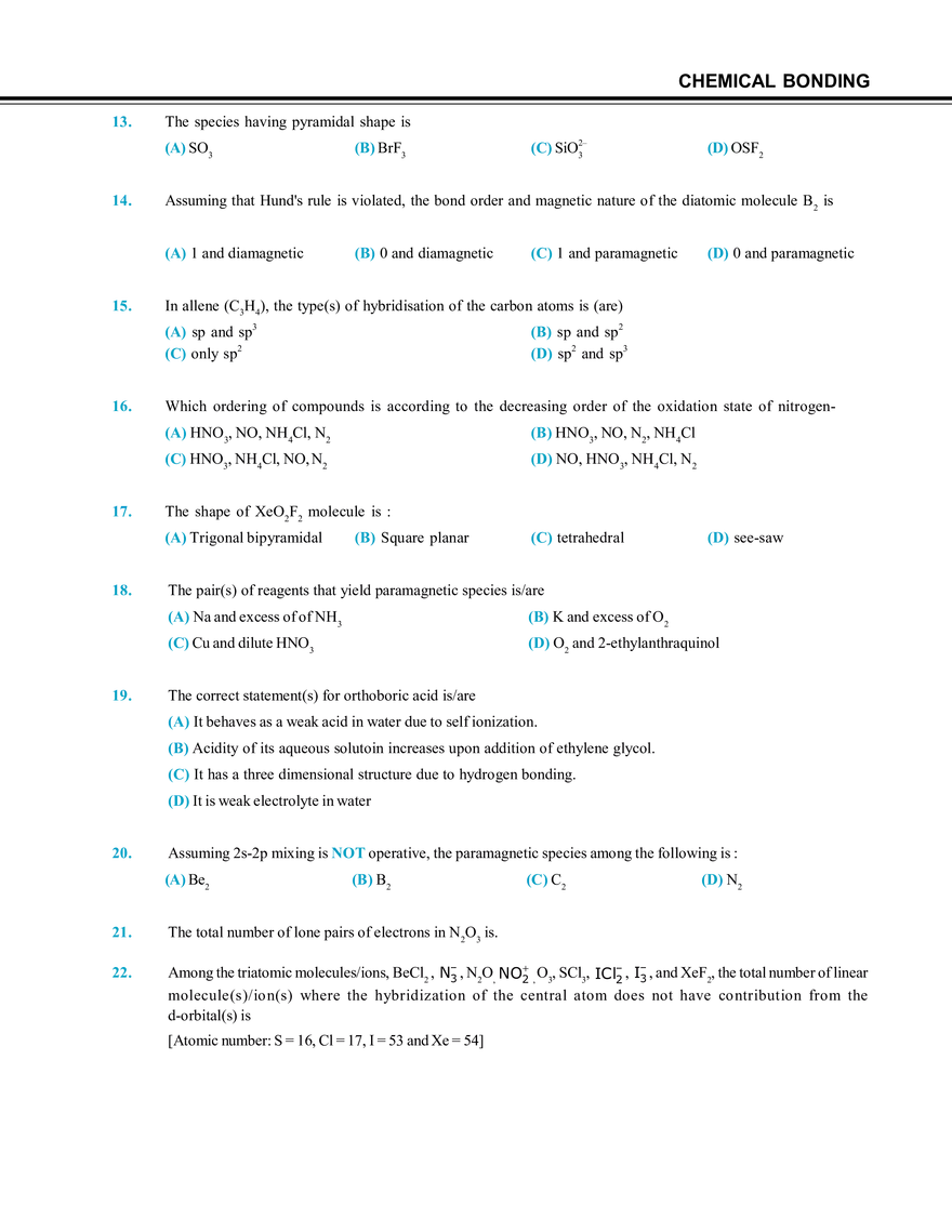 Chemical Bonding Exercise # 5 - Page 7