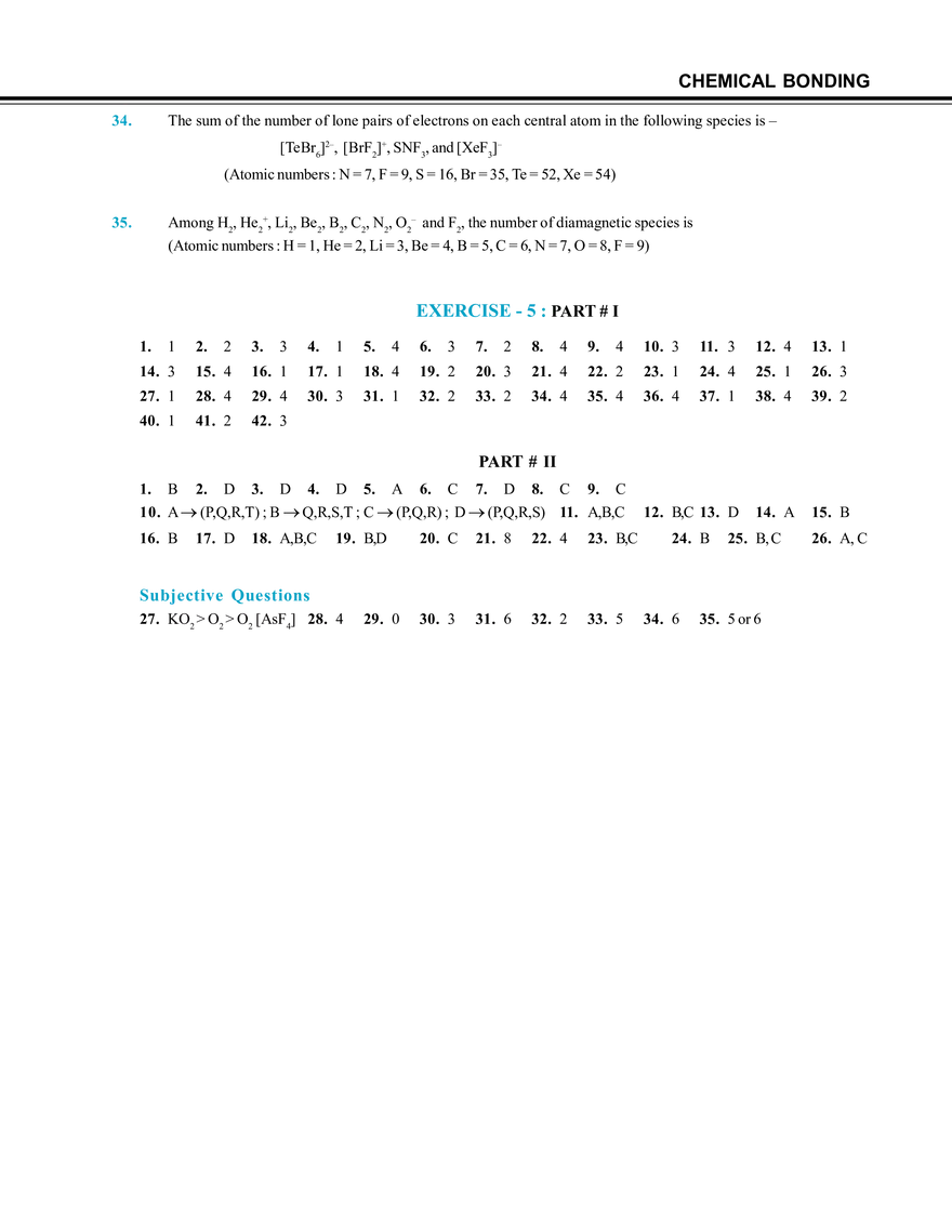 Chemical Bonding Exercise # 5 - Page 9