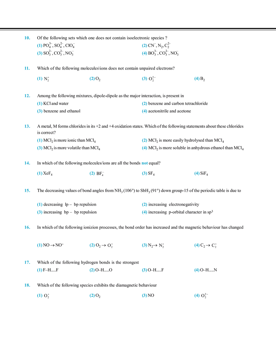 Chemical Bonding Exercise # 5 - Page 2