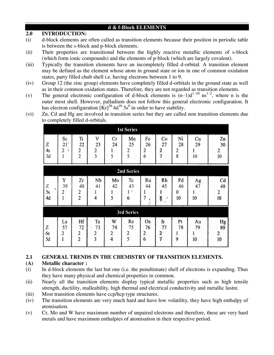 d & f-Block Elements - Page 1