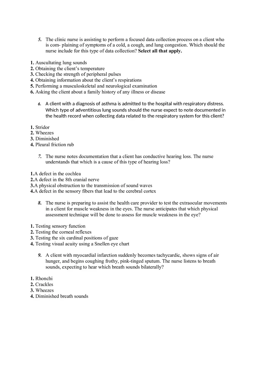 Health Assessment NCLEX Questions I - Page 2