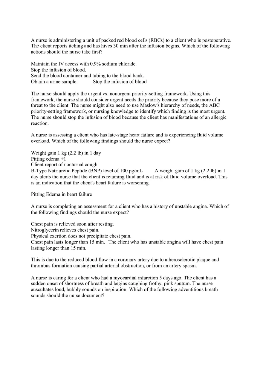 Nurse is Caring for a Client Who is Postoperative Following Vein Ligation - Page 7