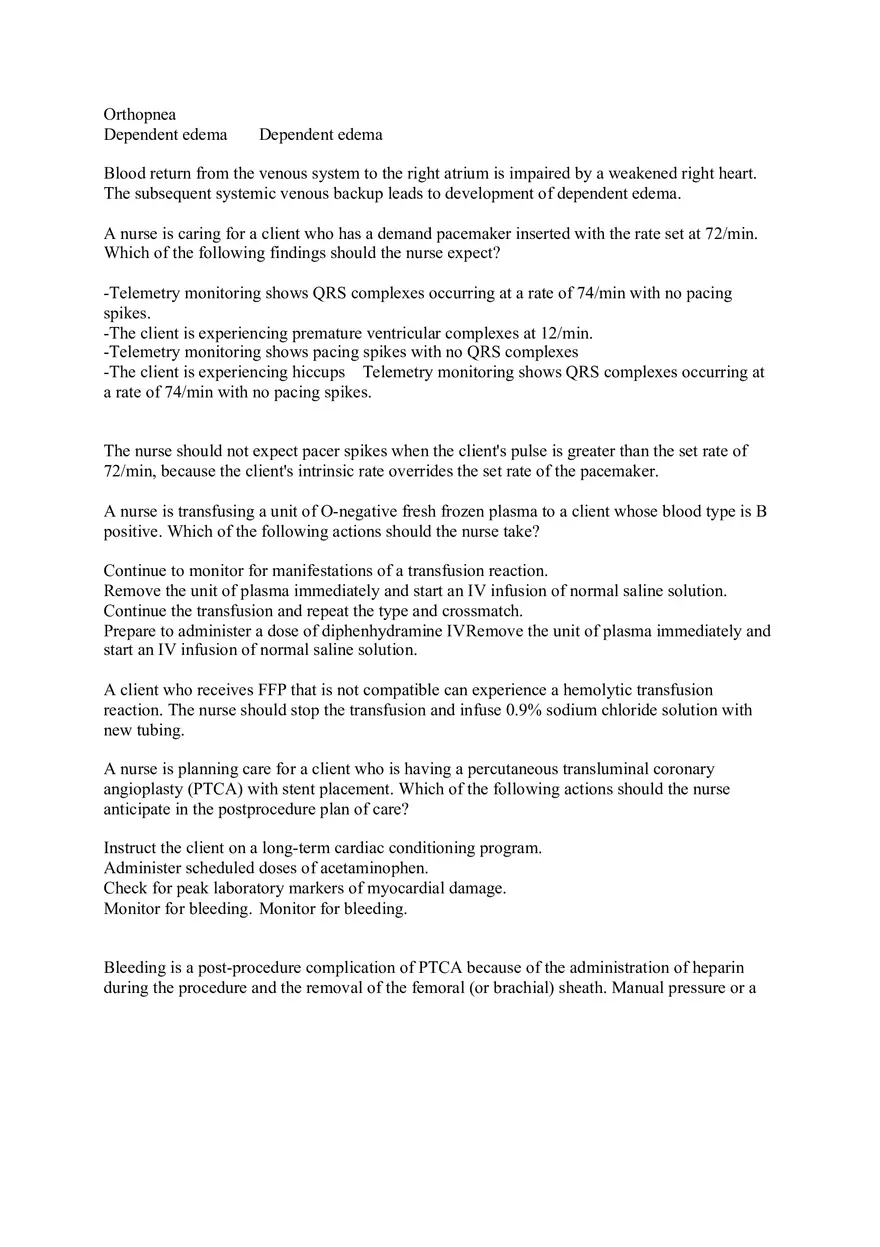 Nurse is Caring for a Client Who is Postoperative Following Vein Ligation - Page 2