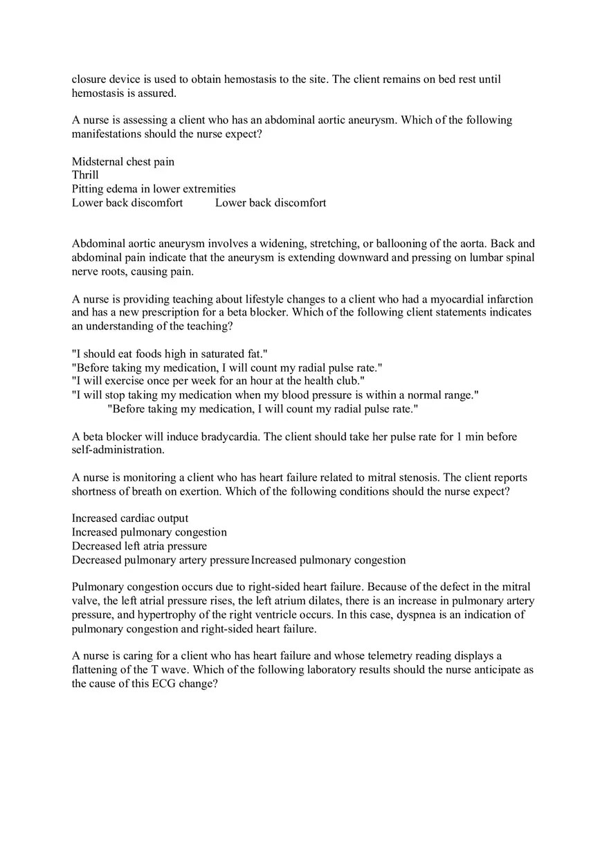 Nurse is Caring for a Client Who is Postoperative Following Vein Ligation - Page 3