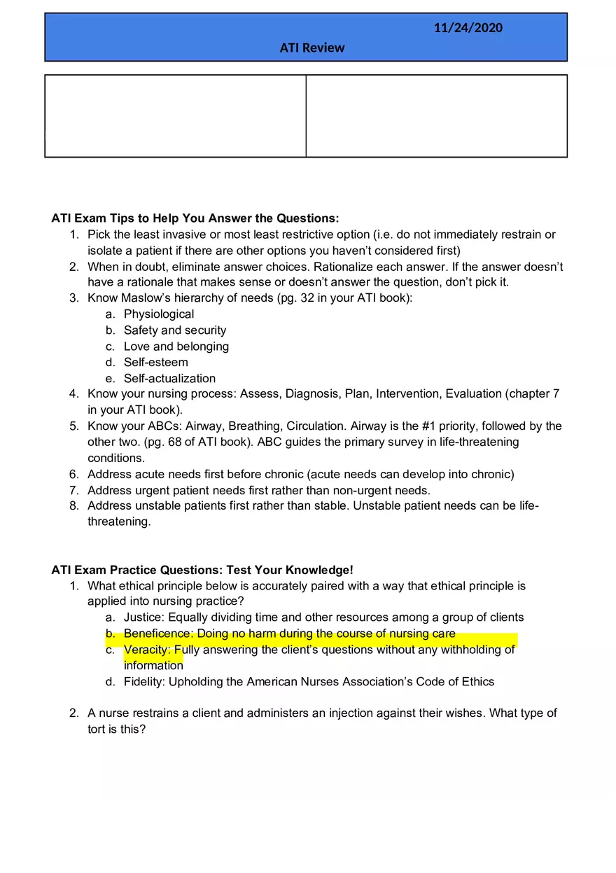 ATI Questions - Page 1