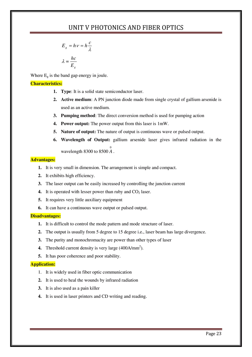 Unit V Photonics and Fiber Optics - Page 16