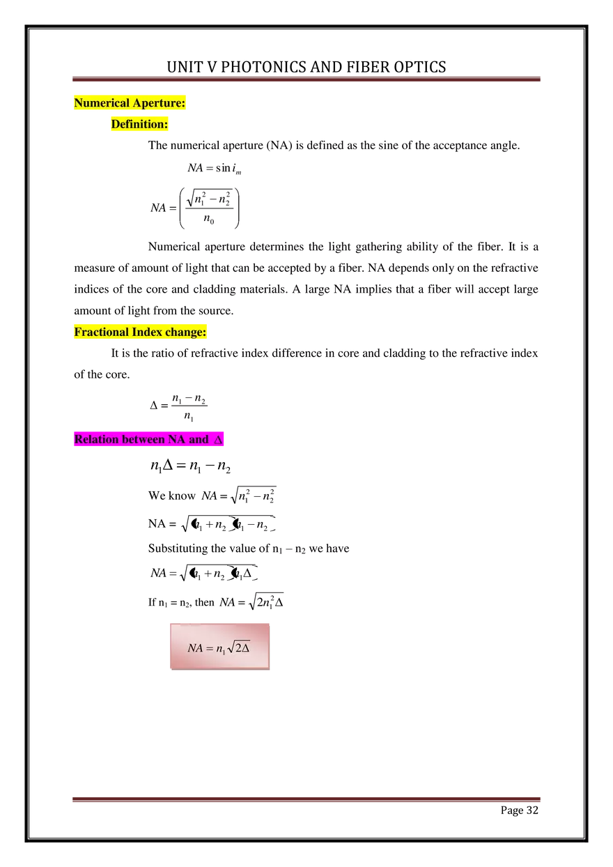 Unit V Photonics and Fiber Optics - Page 26