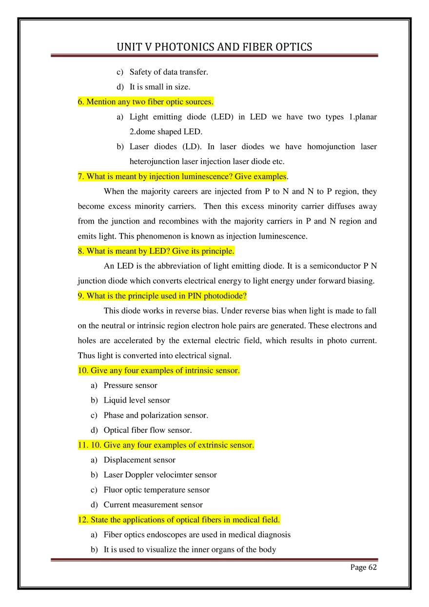 Unit V Photonics and Fiber Optics - Page 59