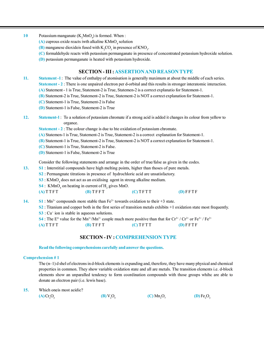 Transition Elements Mock Test - Page 2