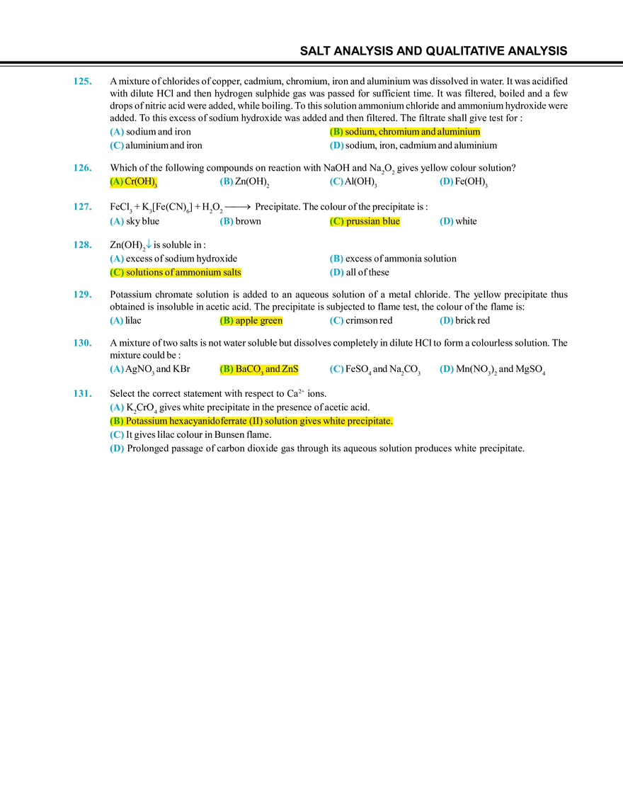 Salt Analysis and Qualitative Analysis  Exercise # 1 - Page 3