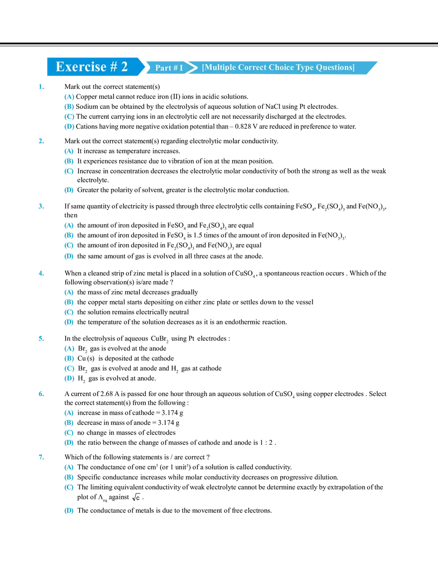 Electrochemistry Exercise # 2 - Page 1