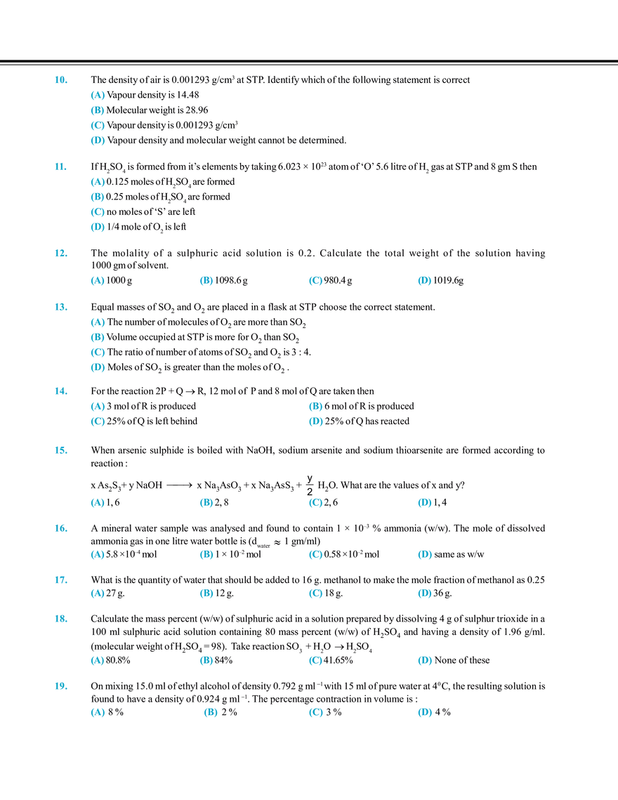Mole Concept Exercise # 2 - Page 2