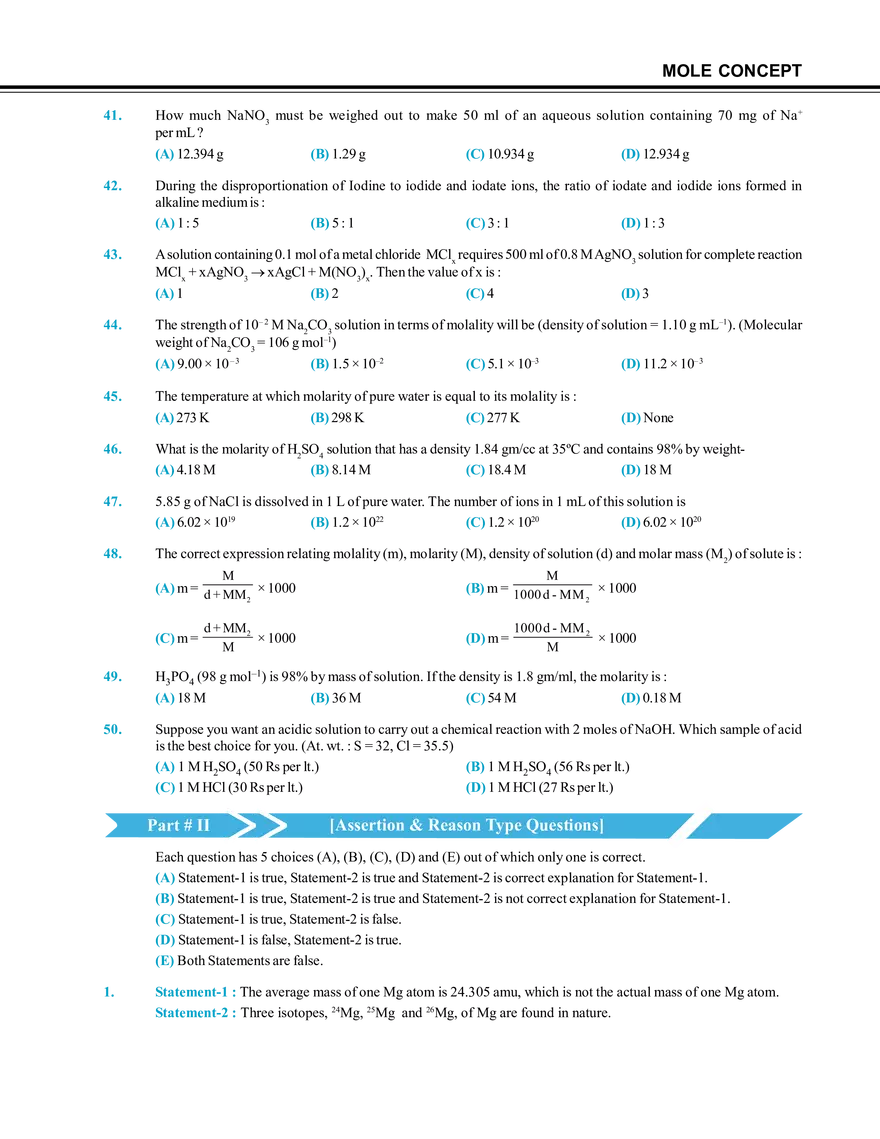 Mole Concept Exercise # 2 - Page 5