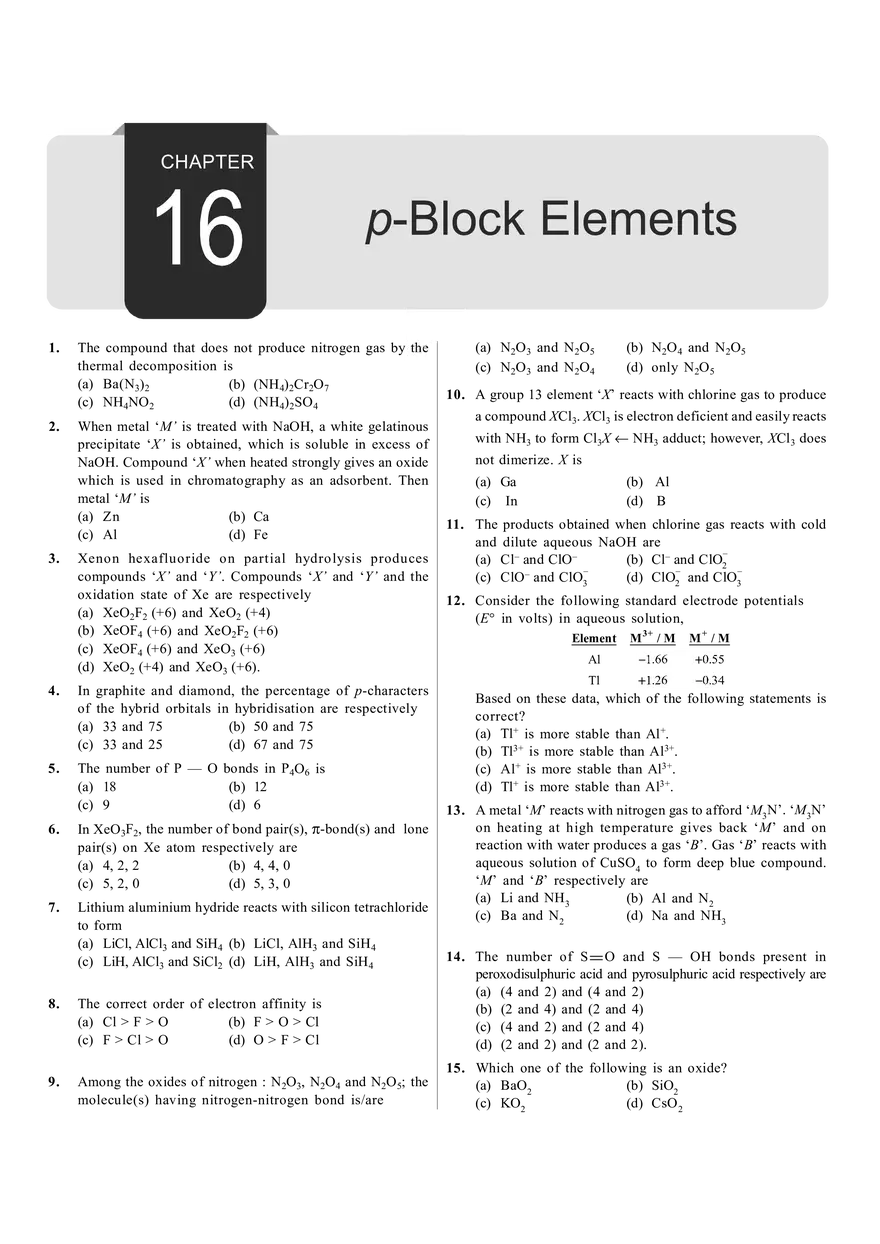 Chapter 16 p-Block Elements - Page 1