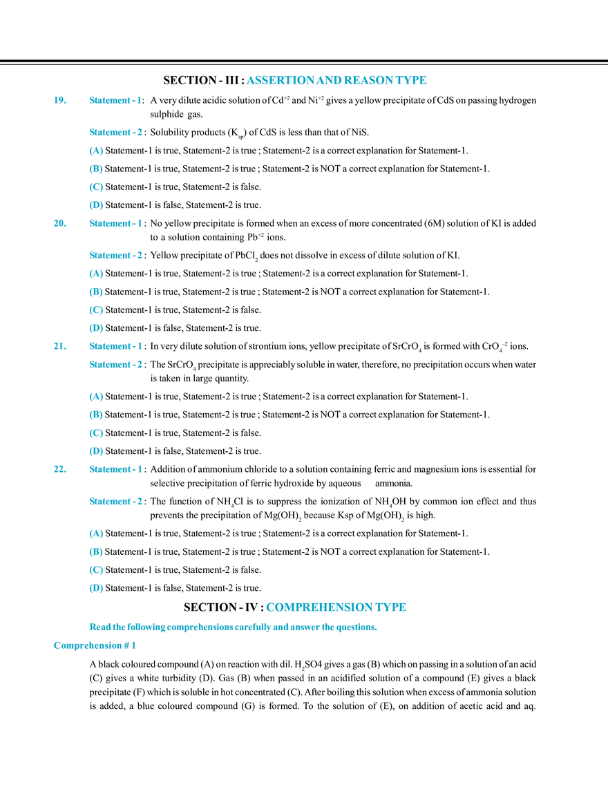 Salt Analysis and Qualitative Analysis  Mock Test - Page 3