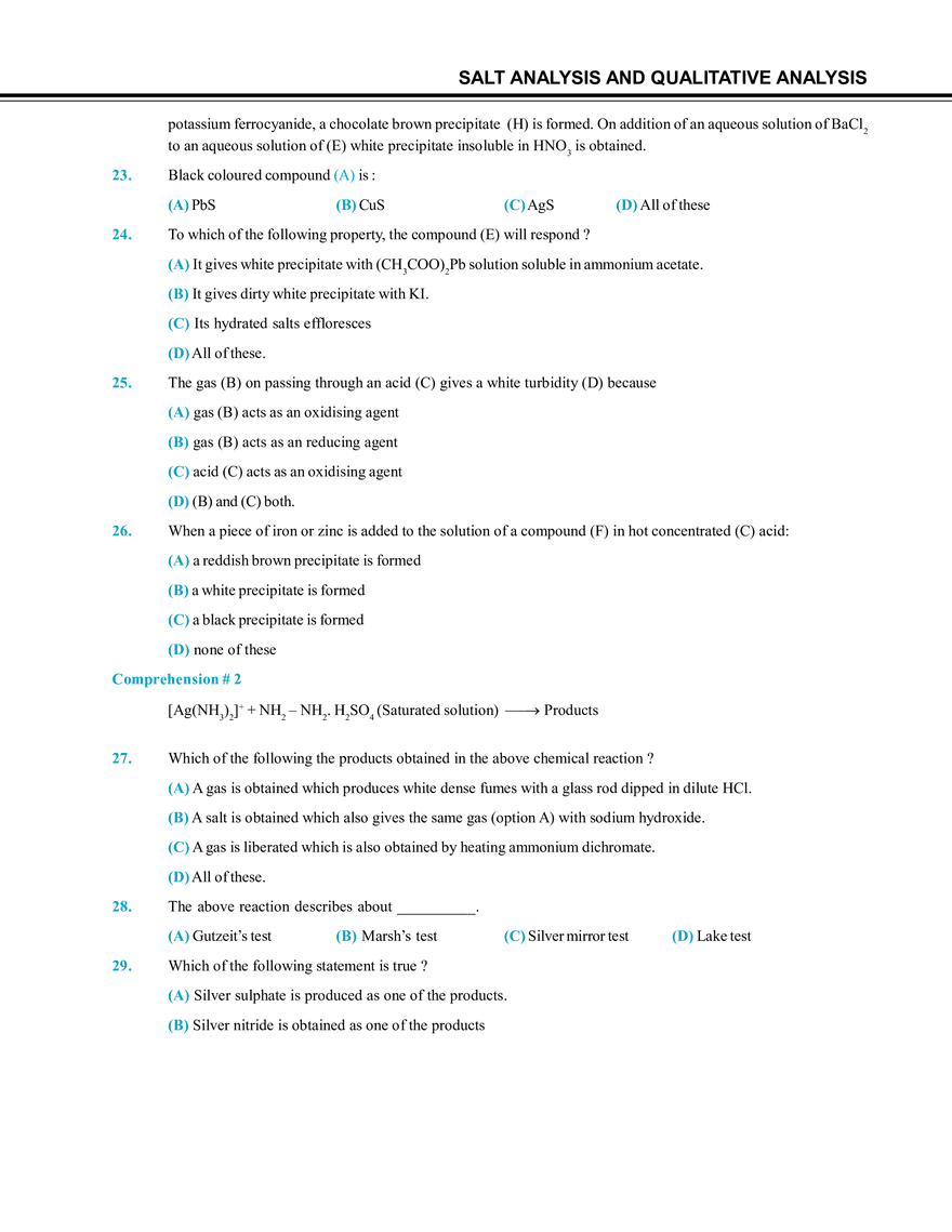Salt Analysis and Qualitative Analysis  Mock Test - Page 4