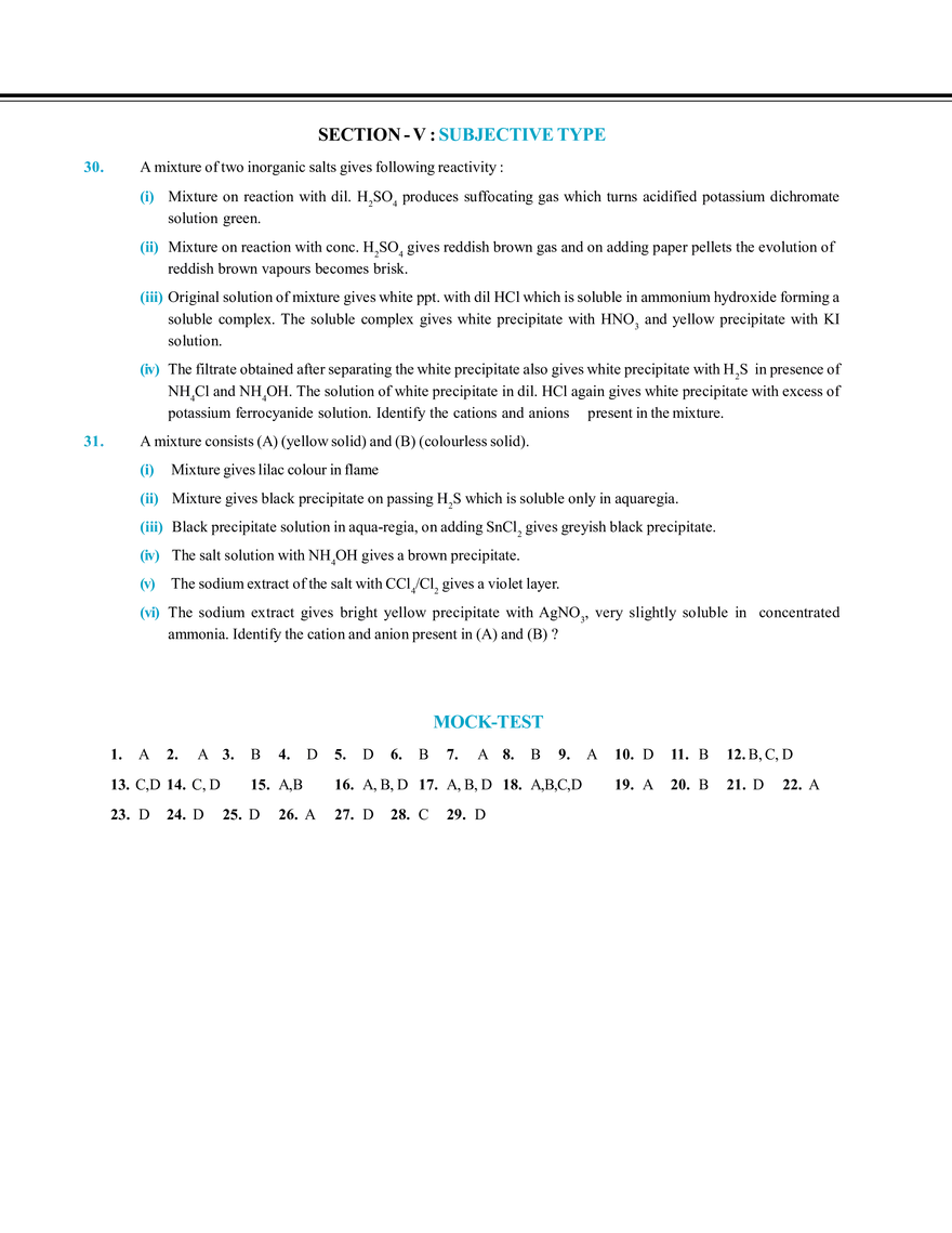 Salt Analysis and Qualitative Analysis  Mock Test - Page 5