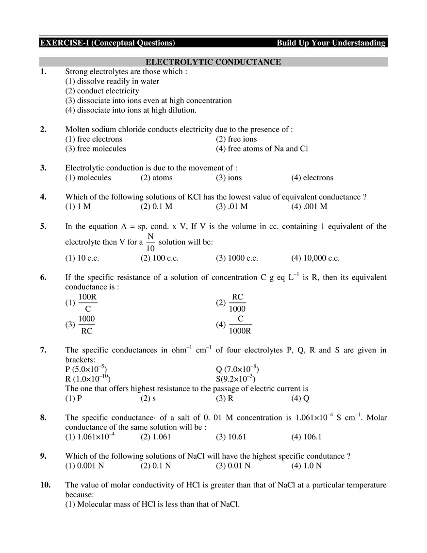 Electrolytic Conductance - Page 1