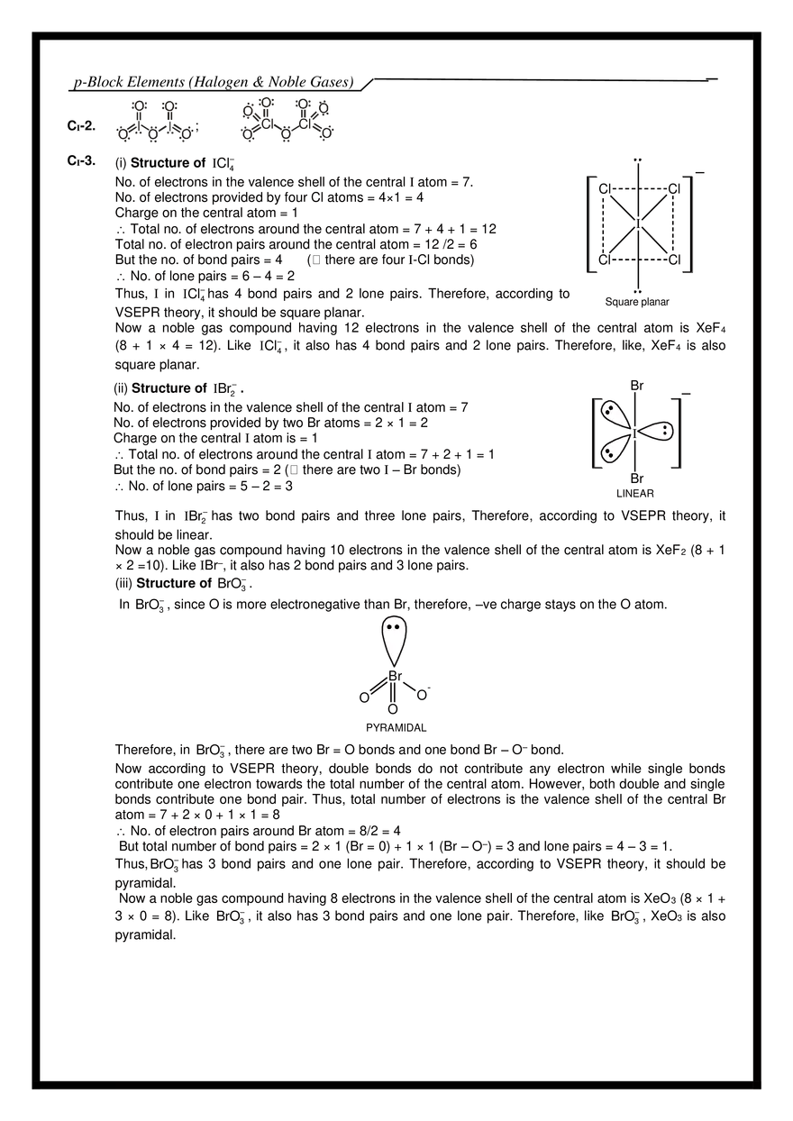 p-Block Elements (Halogen & Noble Gases) Exercises - Page 8