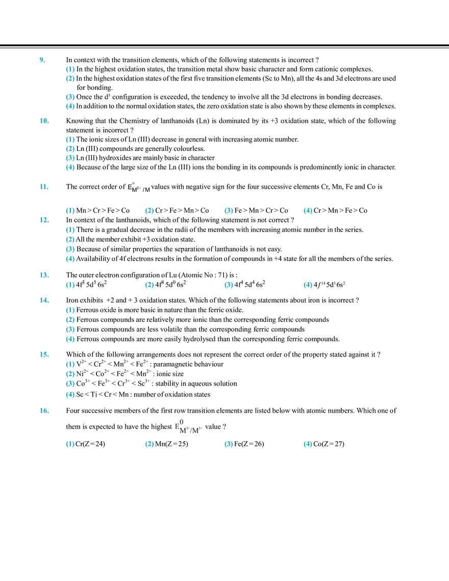 Transition Elements Exercise # 5 - Page 2