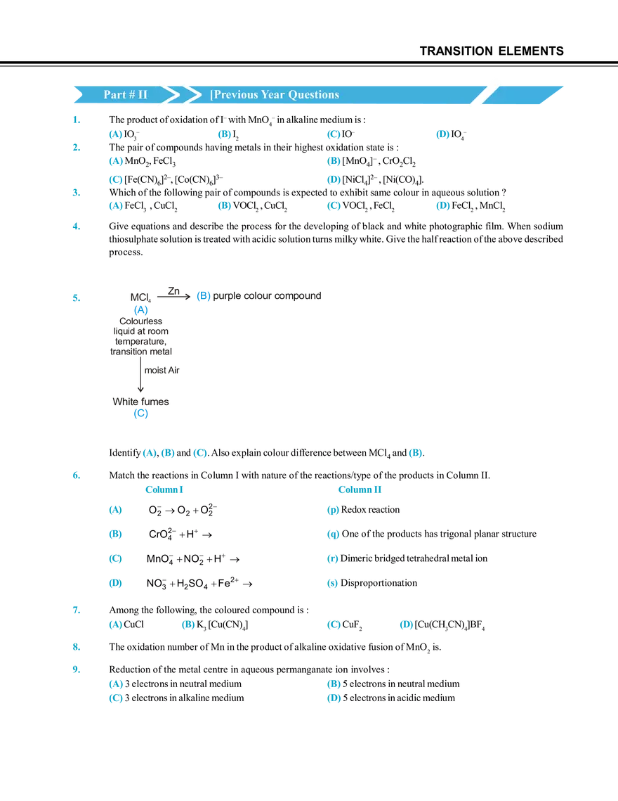 Transition Elements Exercise # 5 - Page 3