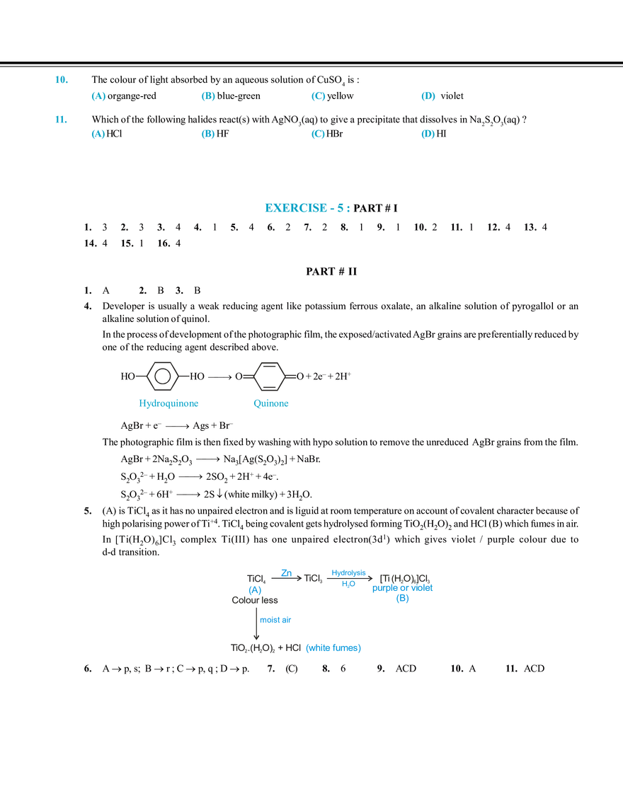 Transition Elements Exercise # 5 - Page 4