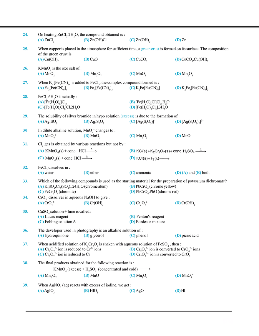 Transition Elements Exercise # 1 - Page 3