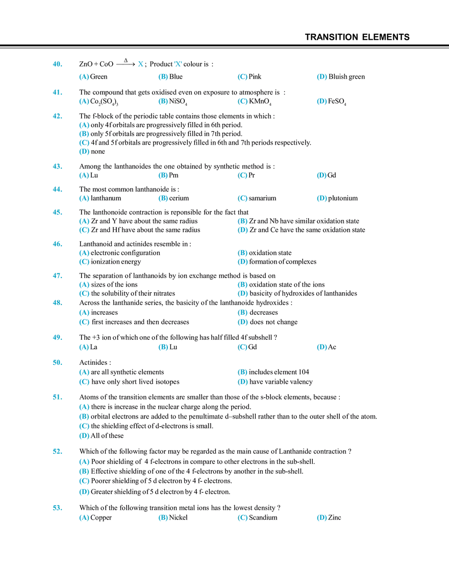 Transition Elements Exercise # 1 - Page 4