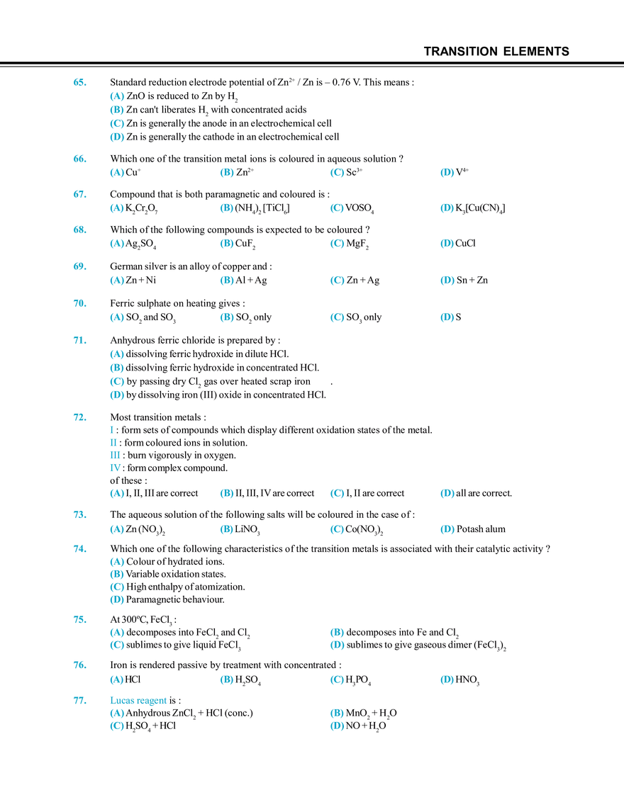 Transition Elements Exercise # 1 - Page 6