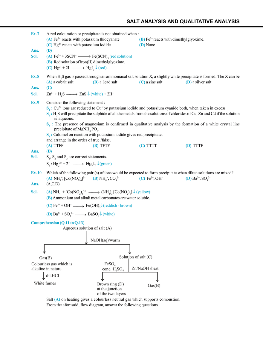 Salt Analysis and Qualitative Analysis  Solved Examples - Page 2