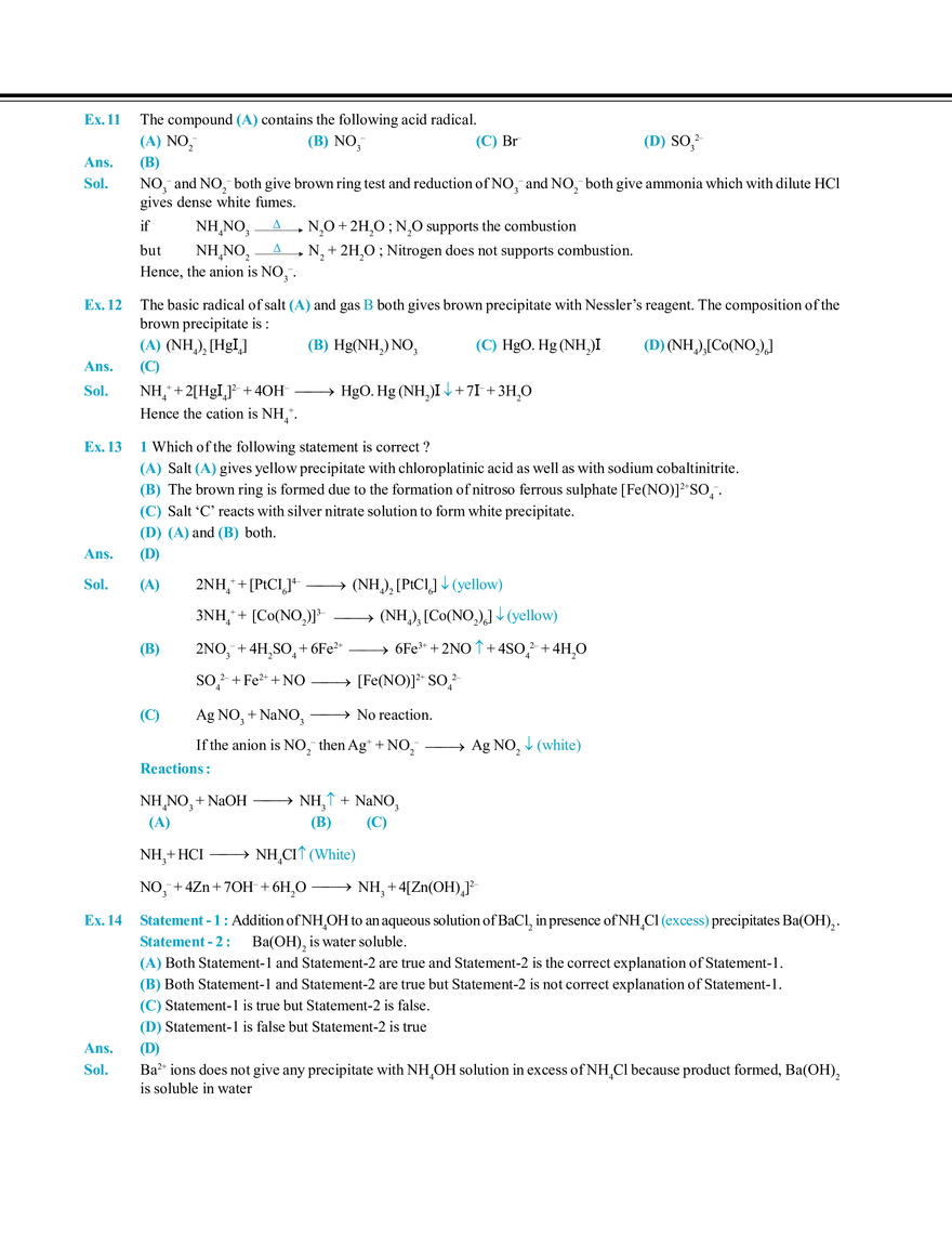 Salt Analysis and Qualitative Analysis  Solved Examples - Page 3