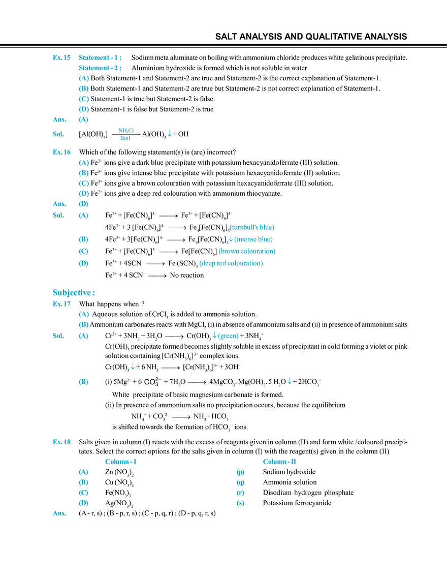 Salt Analysis and Qualitative Analysis  Solved Examples - Page 4