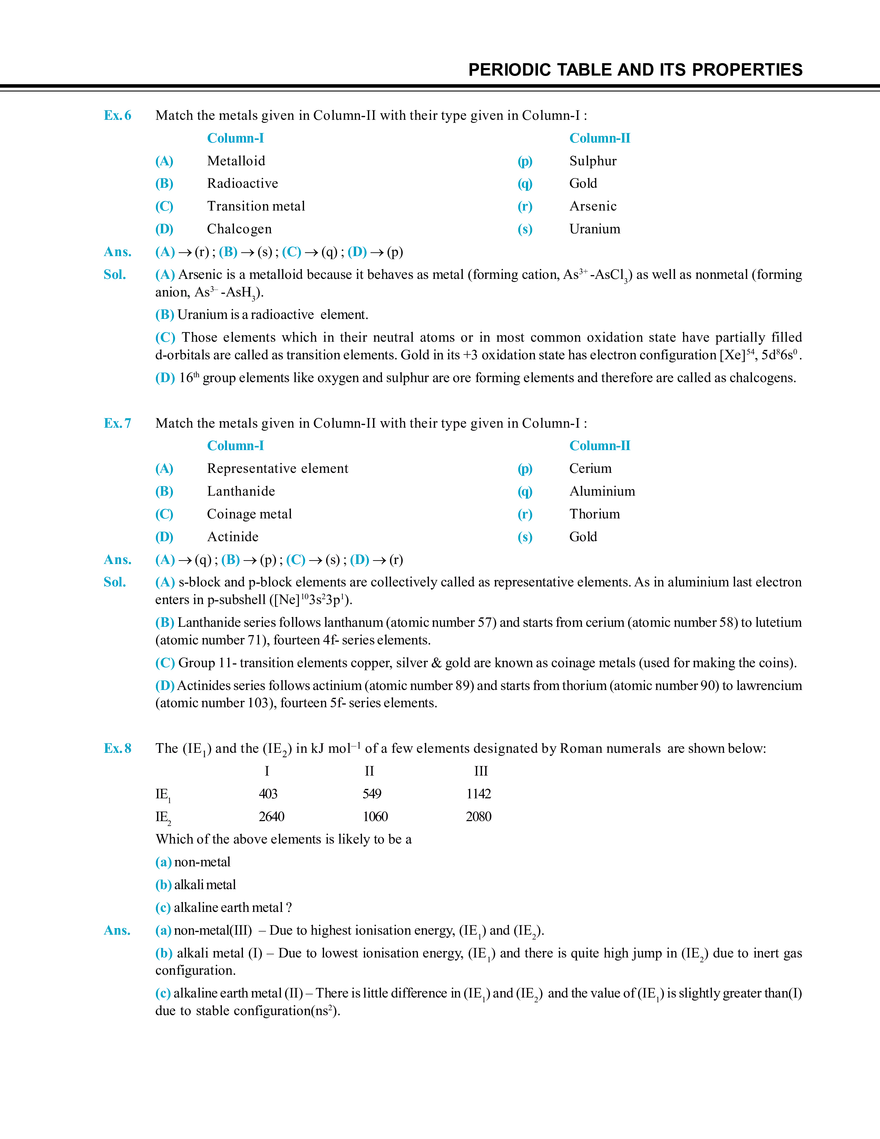 Periodic Table and Its Properties Solved Examples - Page 2