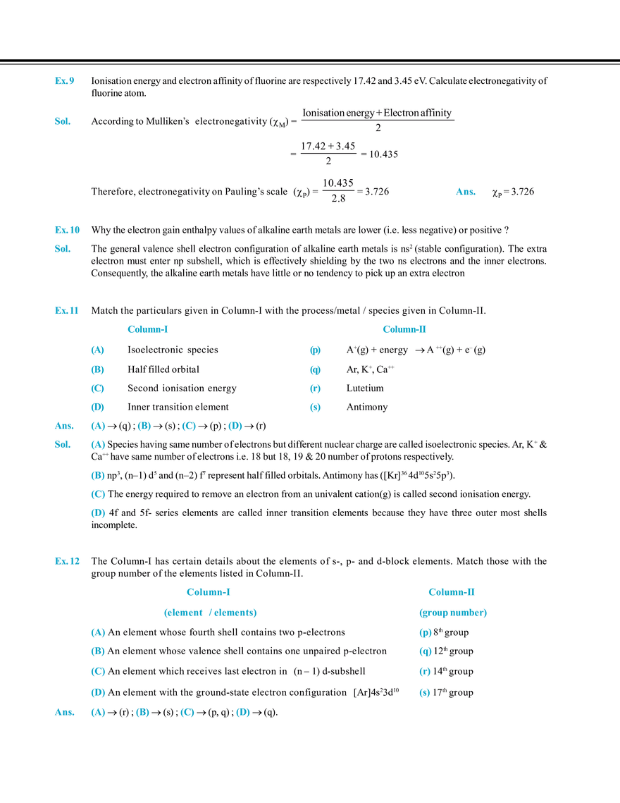 Periodic Table and Its Properties Solved Examples - Page 3