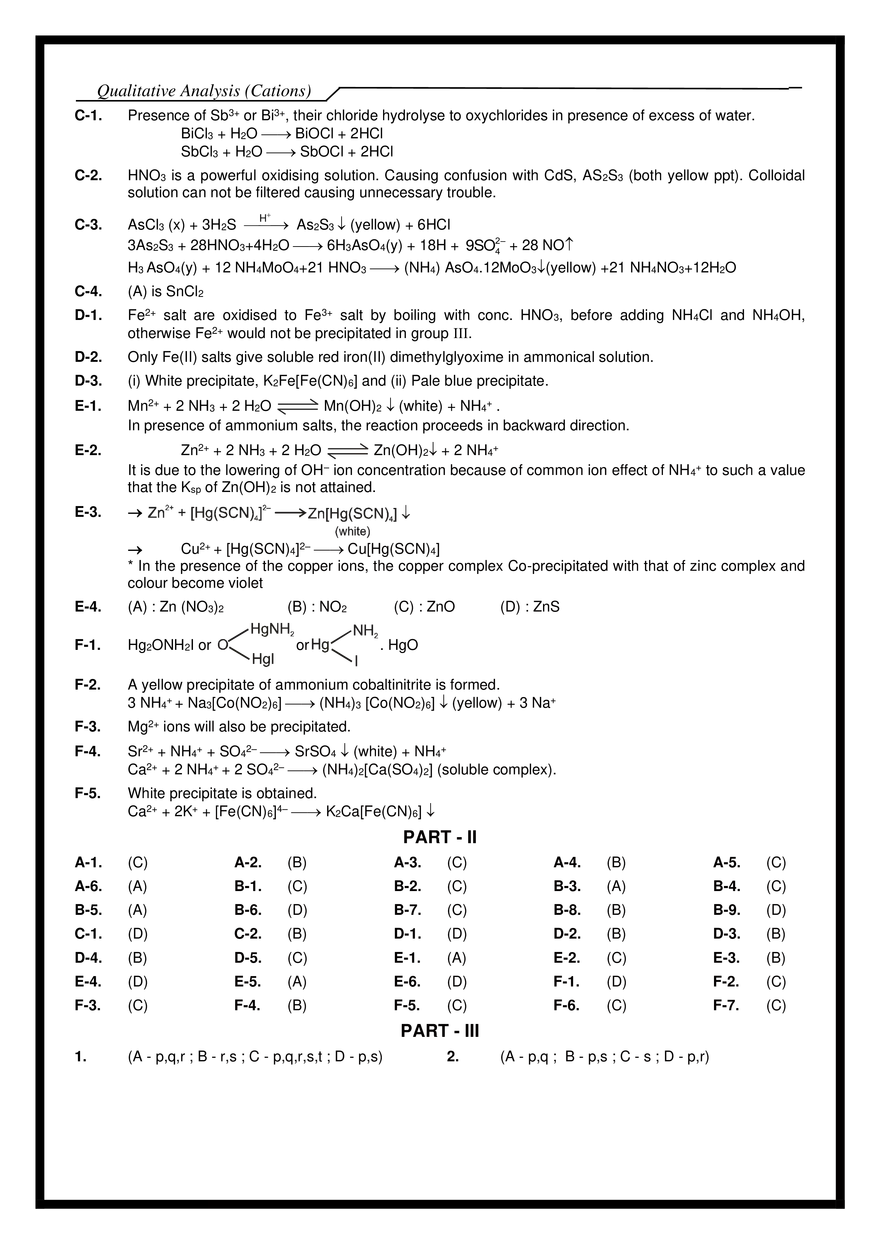 Qualitative Analysis (Cations) Exercise -1 - Page 7