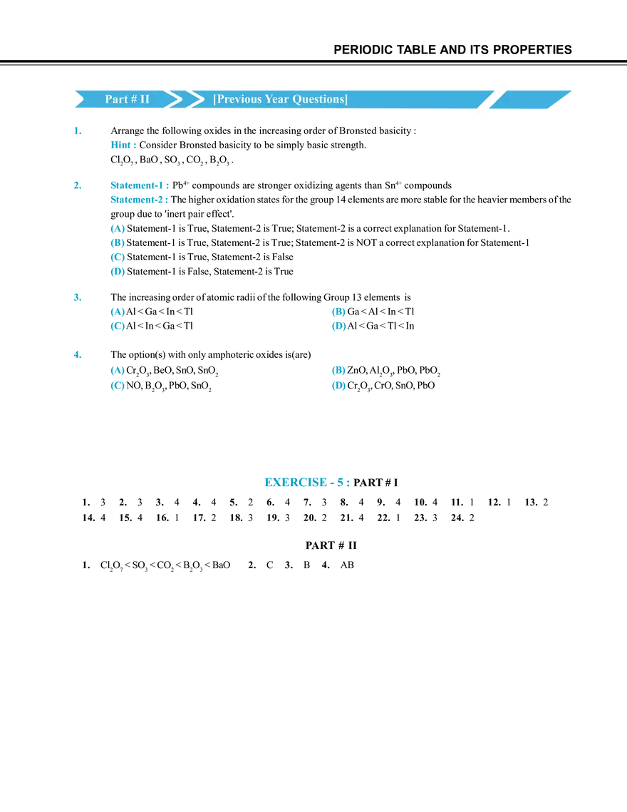 Periodic Table and Its Properties Exercise # 5 - Page 4