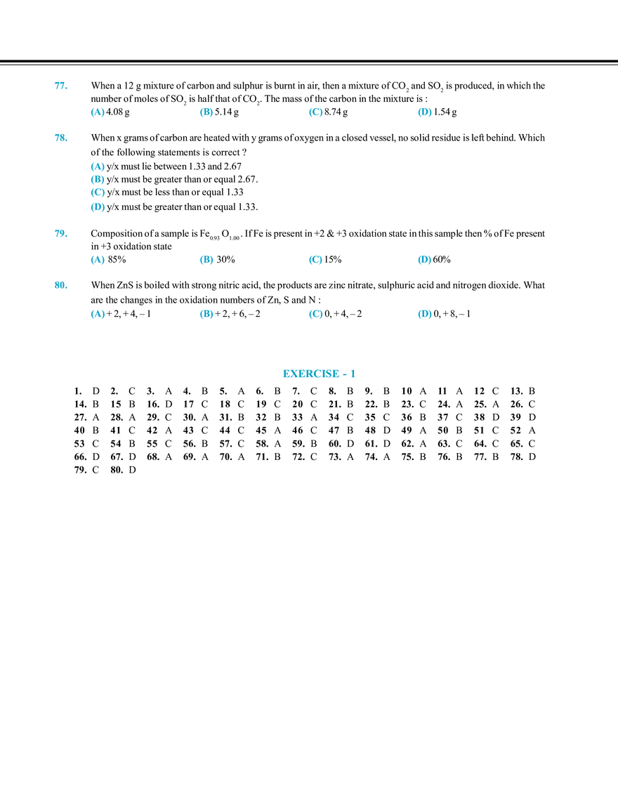 Mole Concept Exercise # 1 - Page 7