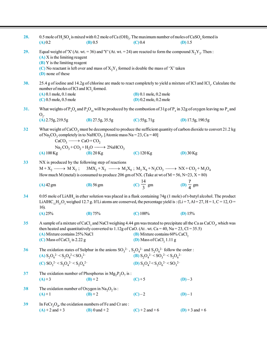 Mole Concept Exercise # 1 - Page 3