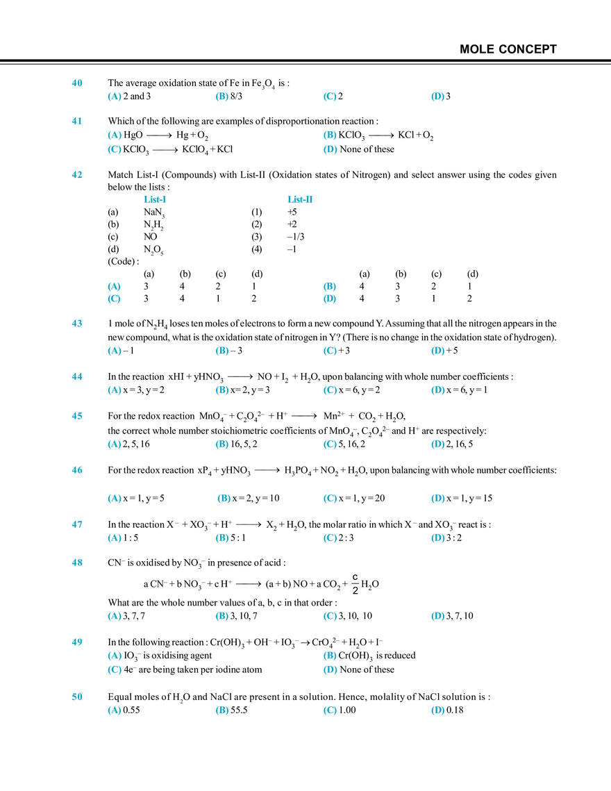 Mole Concept Exercise # 1 - Page 4