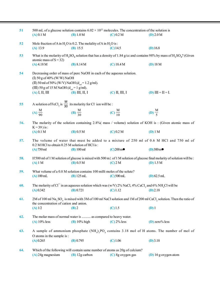 Mole Concept Exercise # 1 - Page 5