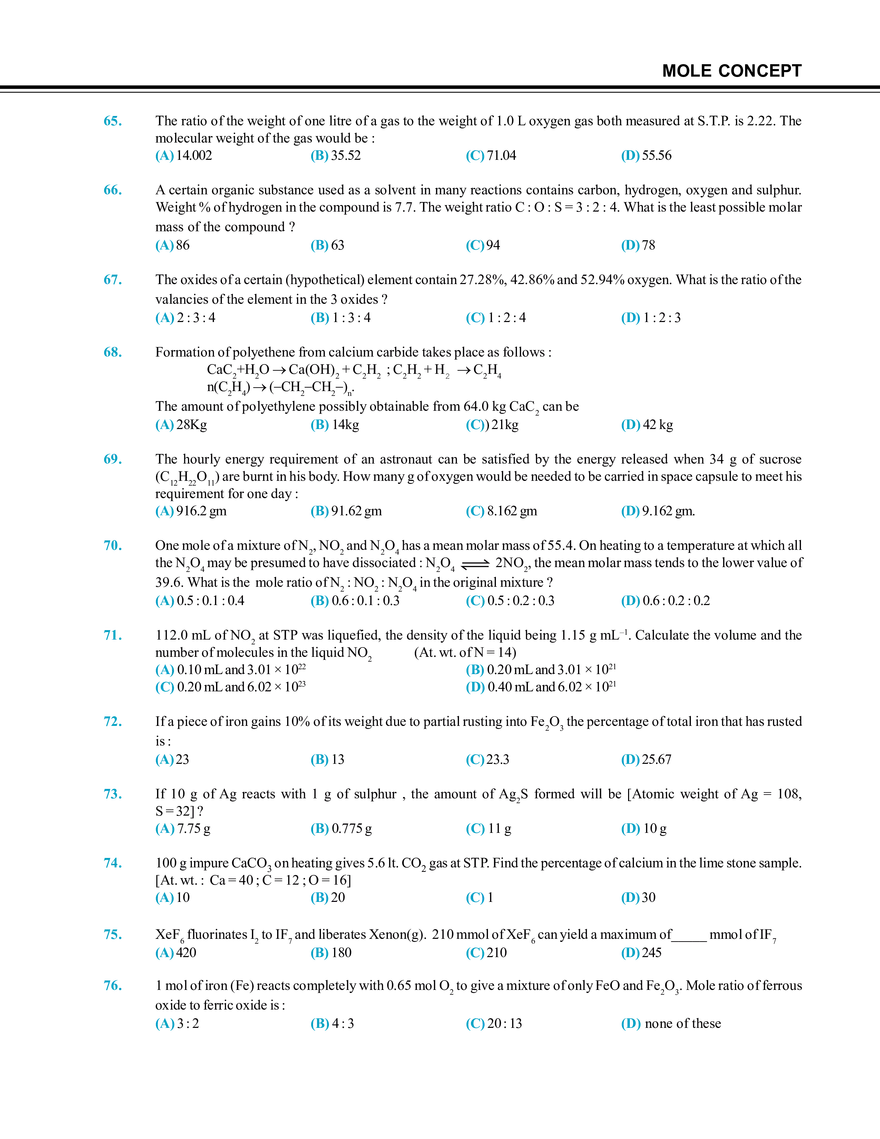 Mole Concept Exercise # 1 - Page 6