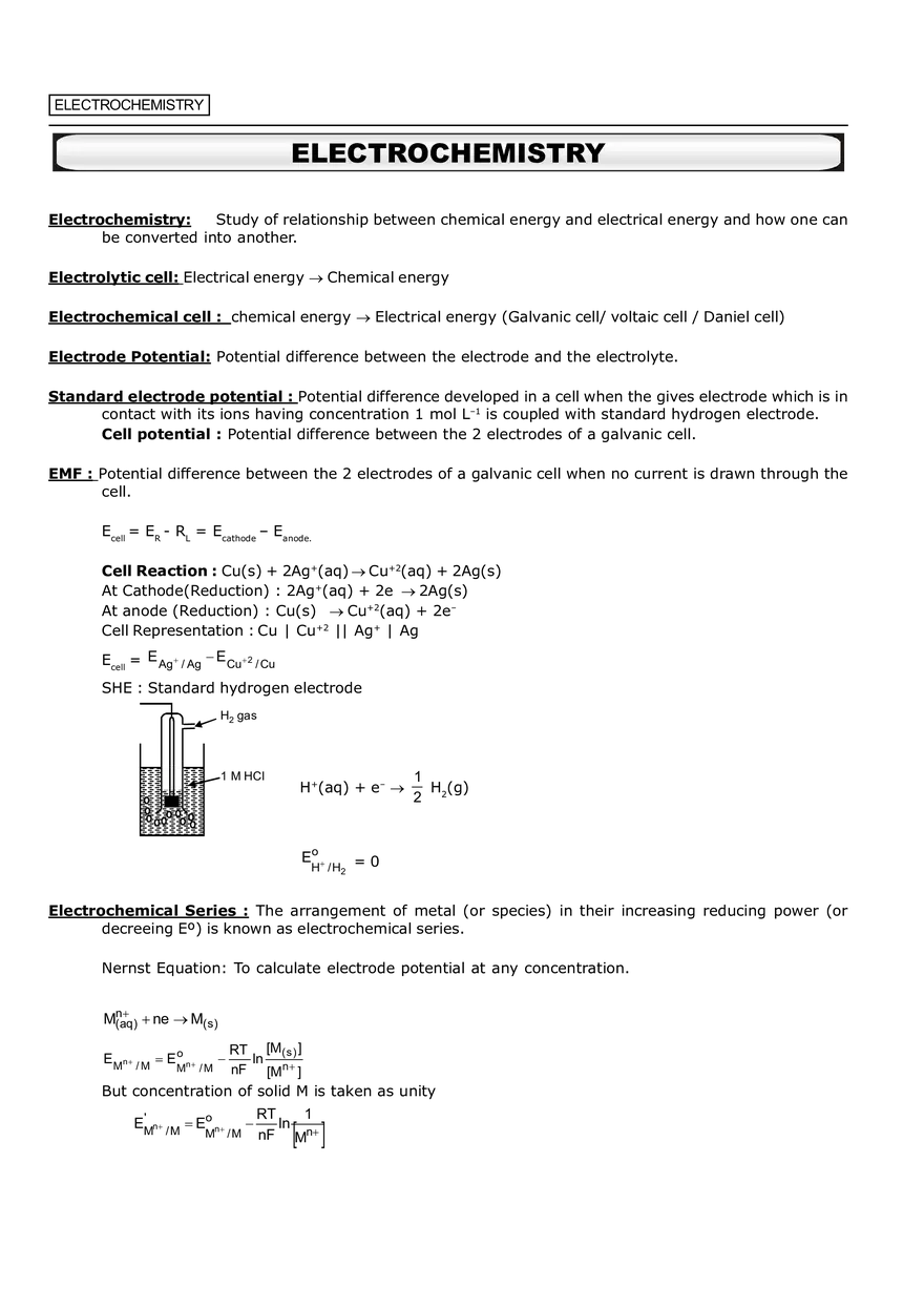 Electrochemistry Notes - Page 1
