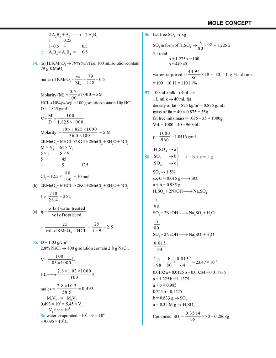 Mole Concept Hints & Solutions - Page 8