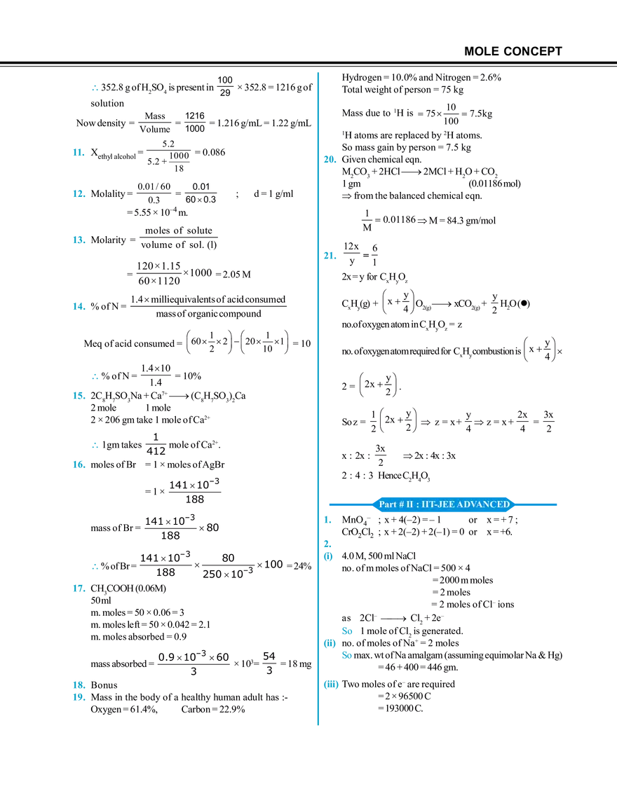 Mole Concept Hints & Solutions - Page 10