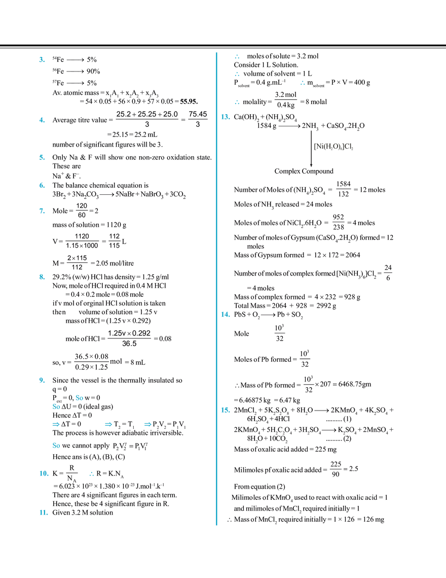 Mole Concept Hints & Solutions - Page 11