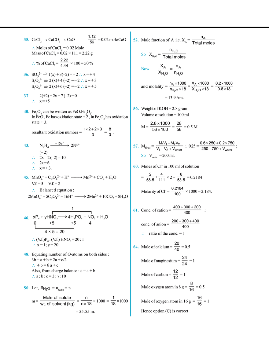 Mole Concept Hints & Solutions - Page 12