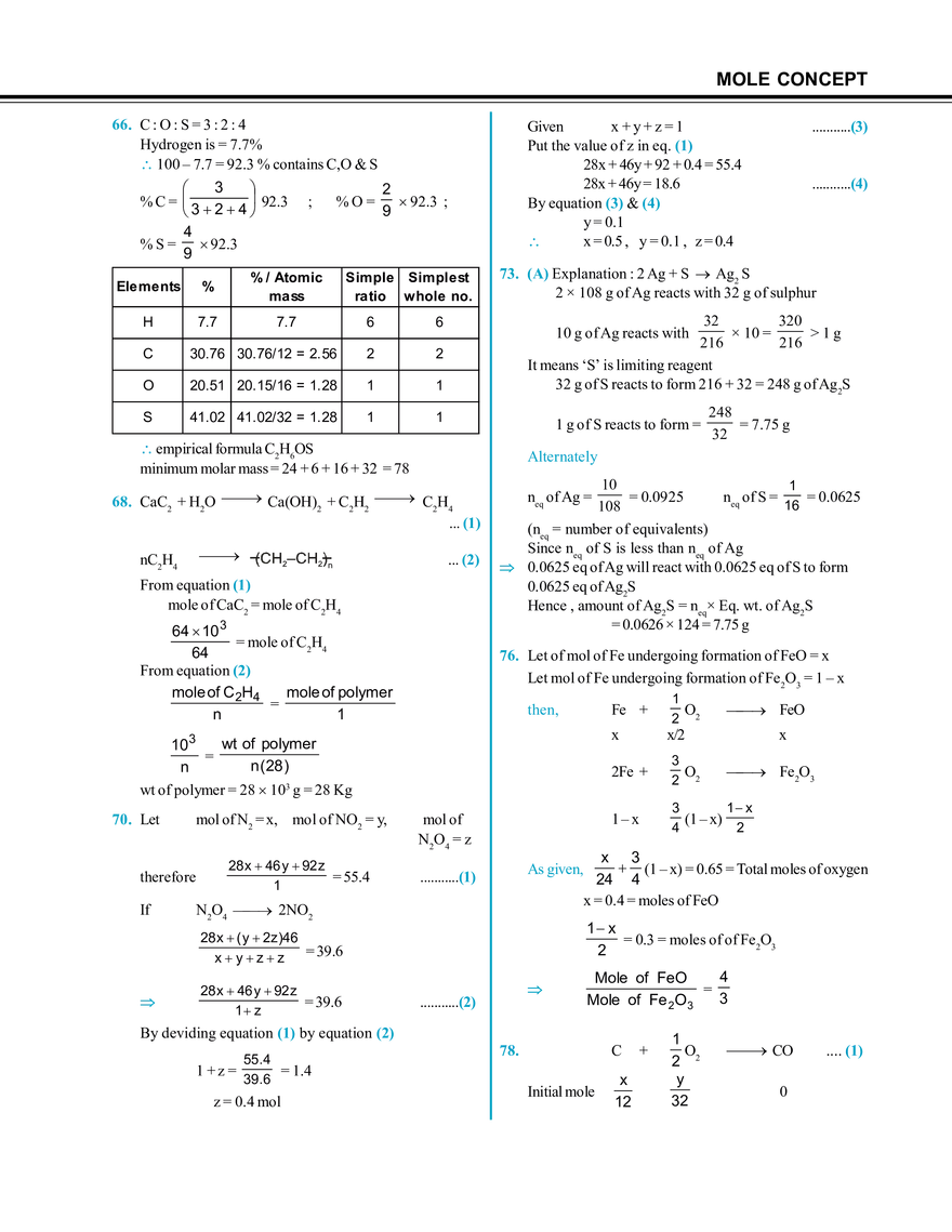 Mole Concept Hints & Solutions - Page 13