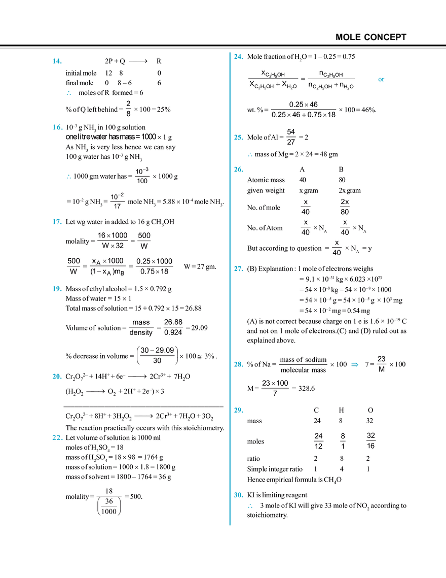 Mole Concept Hints & Solutions - Page 15