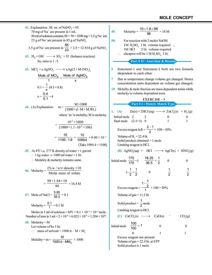 Mole Concept Hints & Solutions - Page 17
