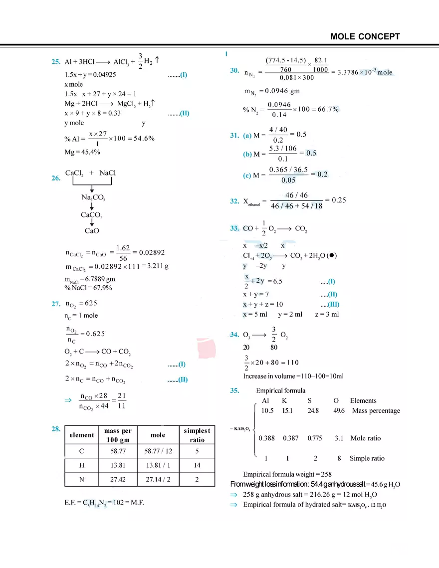 Mole Concept Hints & Solutions - Page 4